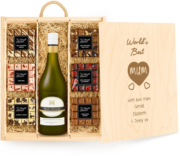Mother's Day Large Personalised Chocolate Tasting Experience With White Wine